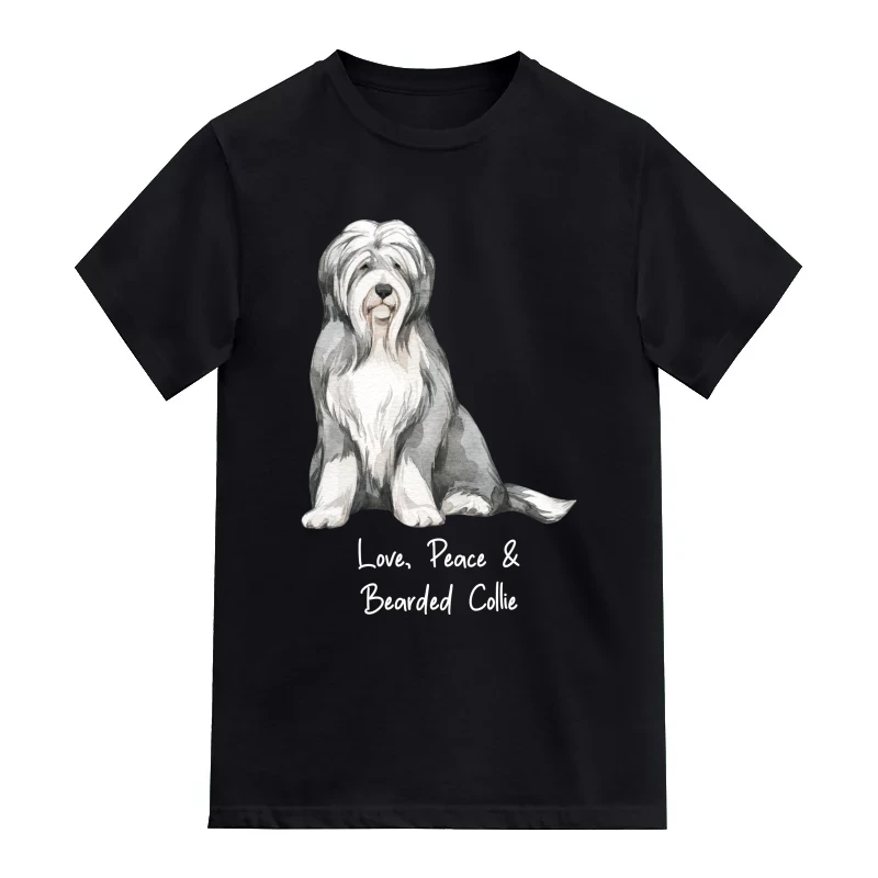 Bearded Collie Dog Printed T-Shirt