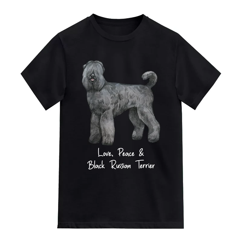 Black Russian Terrier Dog Printed T-Shirt