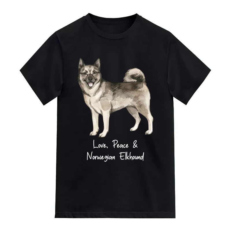 Norwegian Elkhound Dog Printed T-Shirt