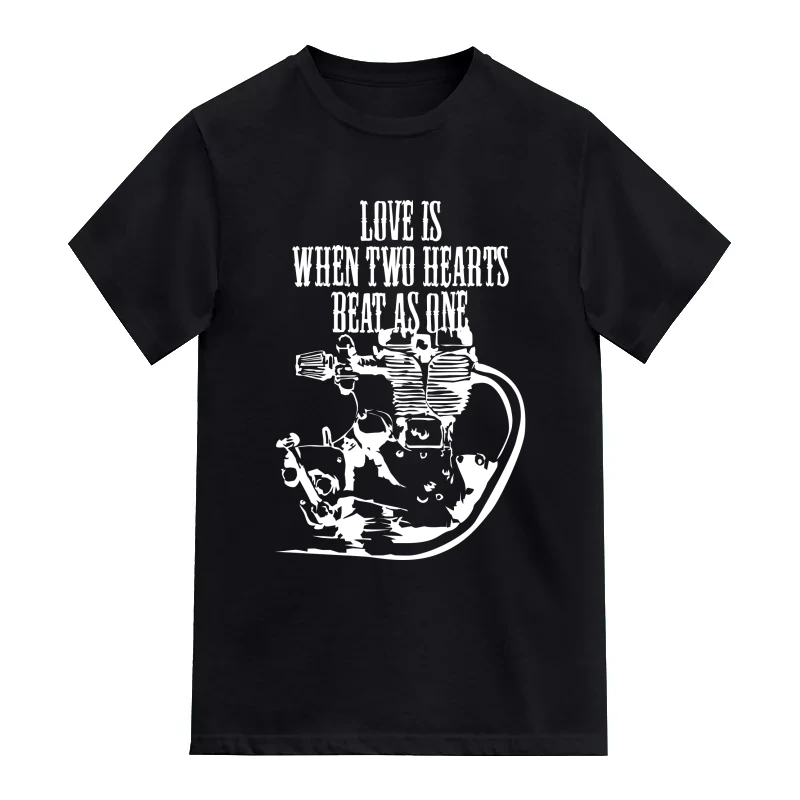 Love Is When Two Hearts Beat As One Biker T-Shirt