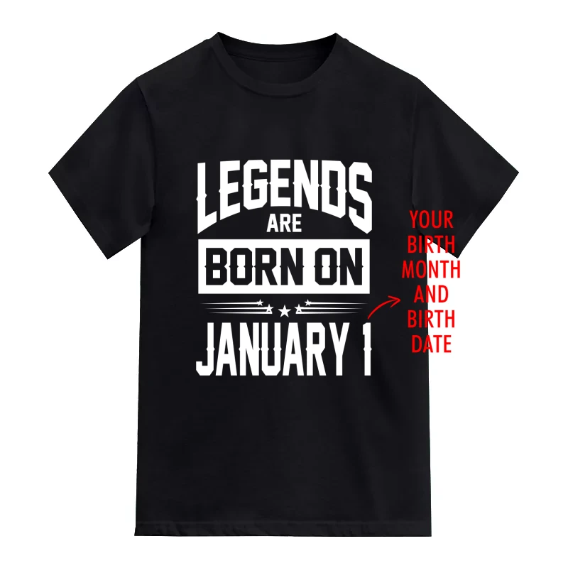 Legends Are Born On <Birth Month> <Birth Date> Custom Birthday T-Shirt